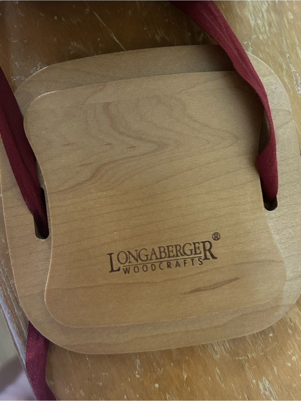 Small Longaberger Handwoven Basket with Deep Red Accent and Hearts - Picture 8 of 11